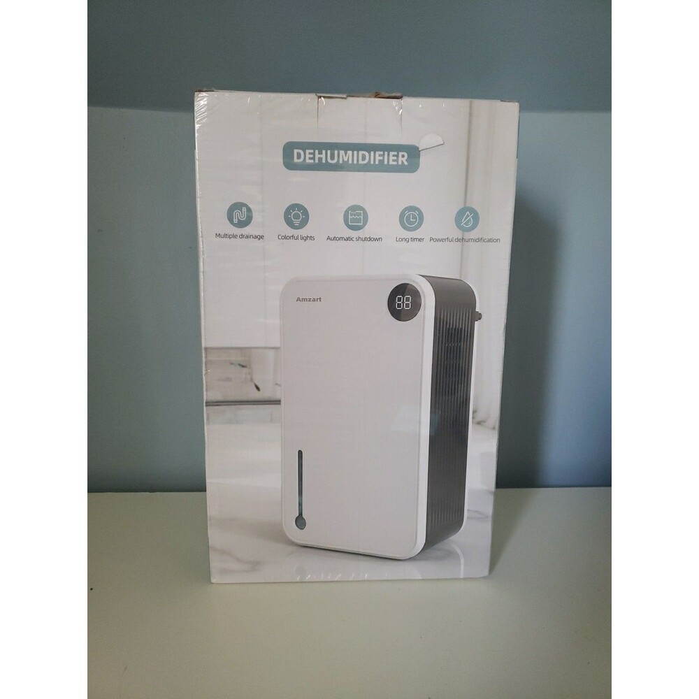 AMZART 950 Sq Ft Dehumidifier | Humidity Display | 7-Color Lights | RX02-A Gray